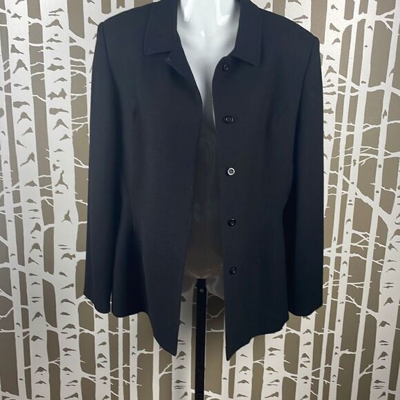 Halston Y2K 100% Wool Black Blazer Shacket Shirt Jacket sz 10 - Picture 5 of 8